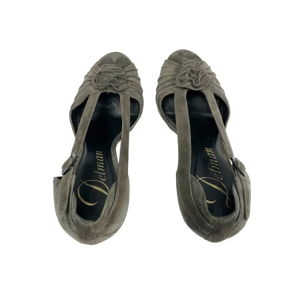EUC - Delman Suede Peep Toe Heels